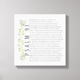 Psalm 91 Akvarell Grönska Skrift Bibel Konst Canvastryck
