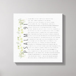 Psalm 91 Akvarell Grönska Skrift Bibel Konst Canvastryck