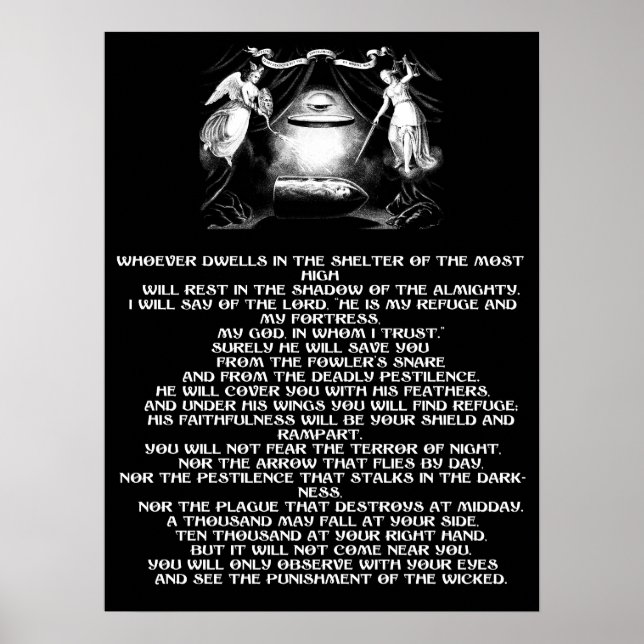 psalm 91 bibelcitat änglar Religiösa art Poster (Framsidan)