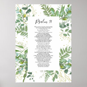 Psalm 91 Bibelcitattskript Eucalyptus Poster