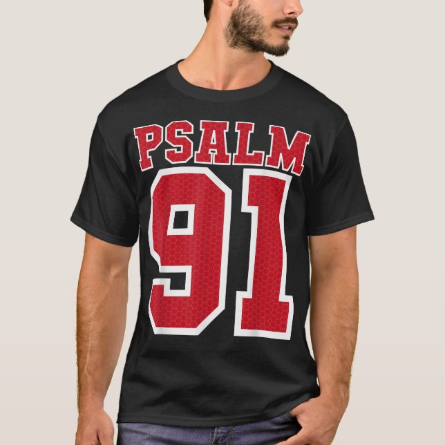 Psalm 91 Bibelvers Kristna Min tillflykt Min Jesus T Shirt (Framsida)