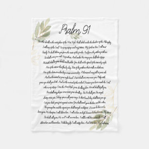 Psalm 91 Bible Art Soft Greenery Löv Christian Fleecefilt