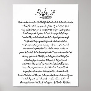 Psalm 91 Bible Decor Feather Christian Art Poster