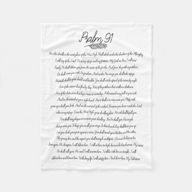 Psalm 91 Bible Design Feather Christian Fleecefilt (Framsidan)
