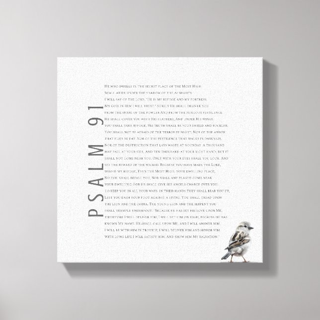 Psalm 91 Bible Scripture Christian Bird Art Sign Canvastryck (Framsida)