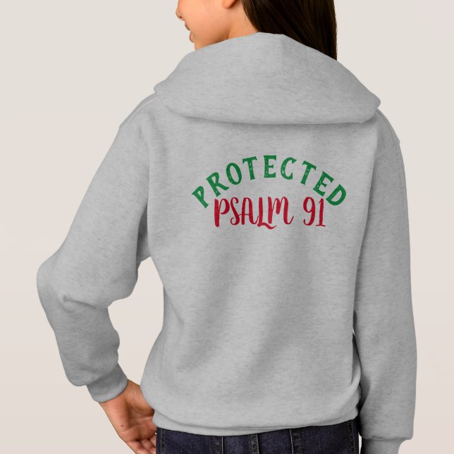 Psalm 91 Bible Scripture Girls Christian T-shirt (Baksida)