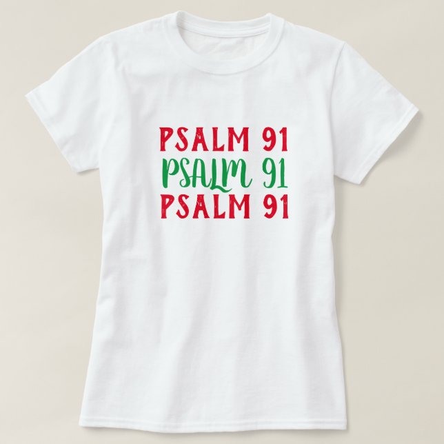 Psalm 91 Bible Scripture Girls Christian T-shirt (Design framsida)