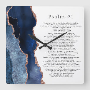 Psalm 91 Blåblå Ro-Guld Fyrkantig Klocka