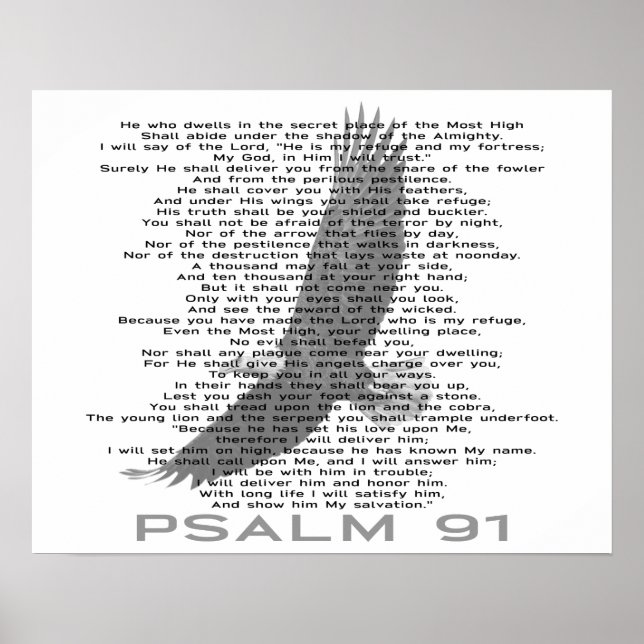 Psalm 91 Black and White Soaring Eagle Christian Poster (Framsidan)