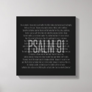 Psalm 91 Black & White Scripture Modern Wall Art Canvastryck