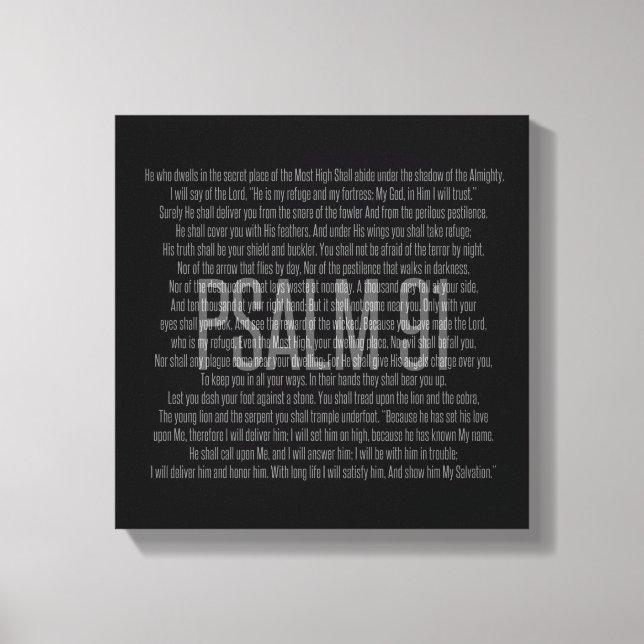Psalm 91 Black & White Scripture Modern Wall Art Canvastryck (Framsida)