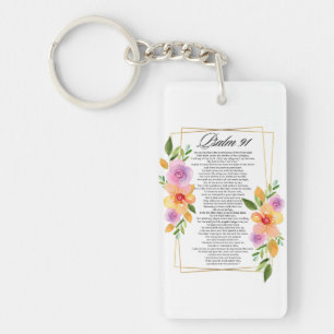 Psalm 91 Blommigt Geometric Ram Nyckelring