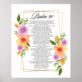 Psalm 91 Blommigt Geometric Ram Poster