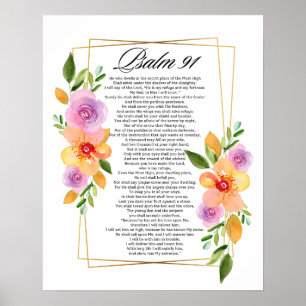 Psalm 91 Blommigt Geometric Ram Poster