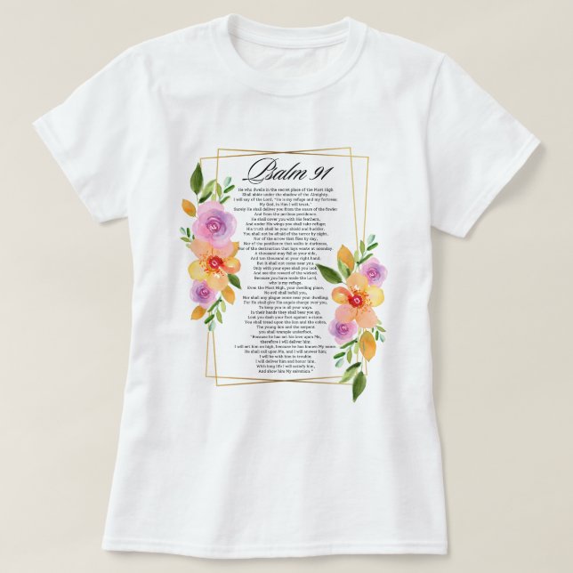 Psalm 91 Blommigt Geometric Ram T Shirt (Design framsida)