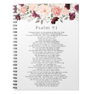 Psalm 91 Burgundy Blommigt för skript Anteckningsbok