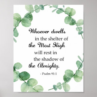 Psalm 91 Christian Bible Verse Eucalyptus Wandeans Poster