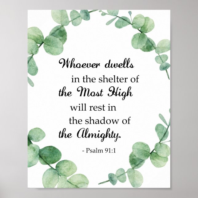 Psalm 91 Christian Bible Verse Eucalyptus Wandeans Poster (Framsidan)
