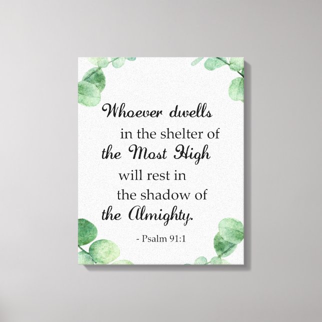 Psalm 91 Christian Faith Eucalyptus Wandebible Canvastryck (Framsida)
