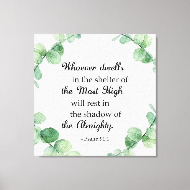 Psalm 91 Christian Faith Eucalyptus Wandebible Canvastryck (Framsida)