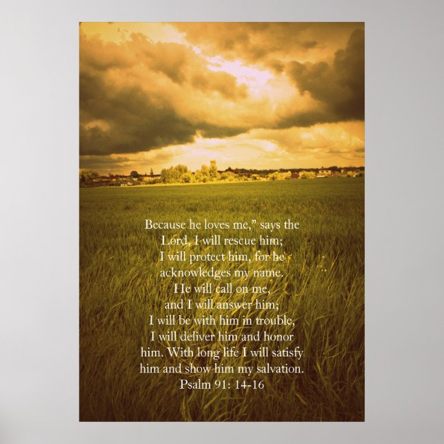 Psalm 91, Christian poster med dramatiskt fält (Framsidan)