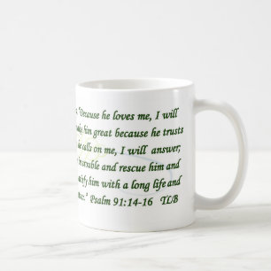 Psalm 91, därför att han älskar mig kaffemugg