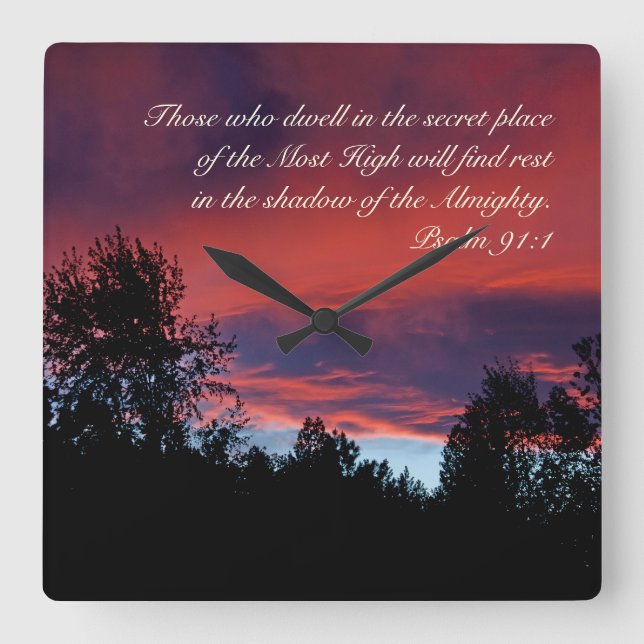 Psalm 91 De som bor i det hemliga ställe, Fyrkantig Klocka (Framsida)