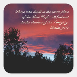 Psalm 91 De som bor i det hemliga ställe, Fyrkantigt Klistermärke