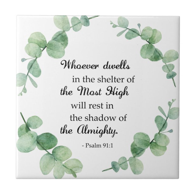 Psalm 91 Eucalyptus (kristen tro) Kakelplatta (Framsidan)