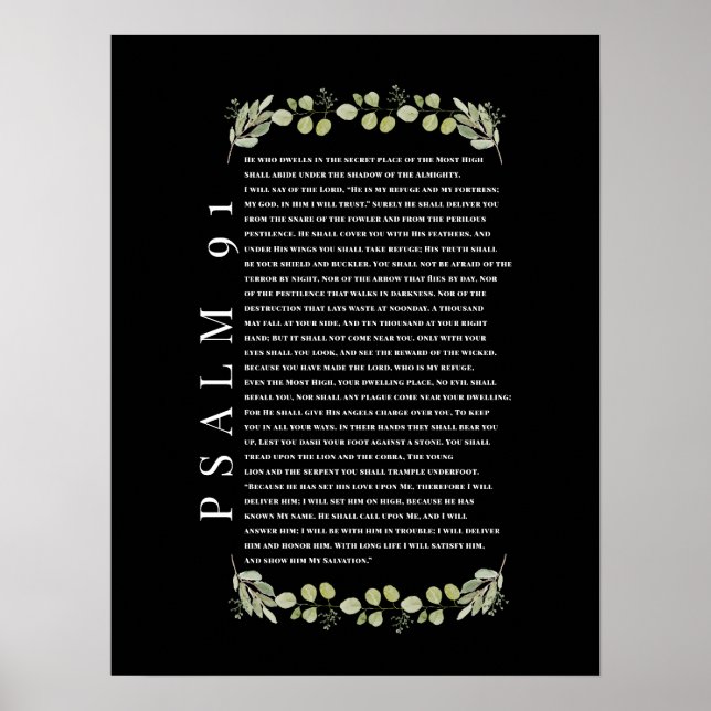 Psalm 91 Eucalyptus Löv Bible Verses Poster (Framsidan)