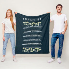 Psalm 91 Grönt Eucalyptus Lövs Scripture Verse Fleecefilt