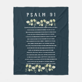 Psalm 91 Grönt Eucalyptus Lövs Scripture Verse Fleecefilt