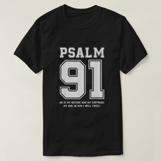 Psalm 91 han är min fristad och min fästning t shirt (Design framsida)