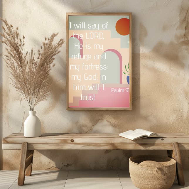 Psalm 91 Han Är Min Tillflykt Bibelvers Poster (Psalm 91 He Is My Refuge Bible Scripture Poster
)