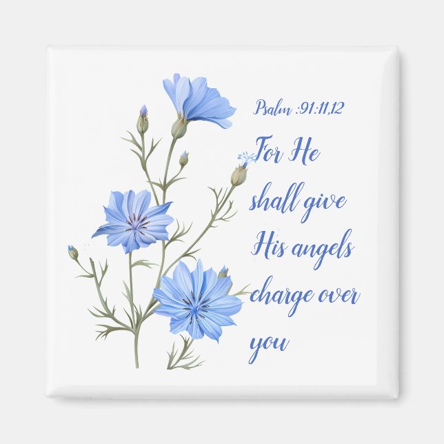 Psalm 91 Han skall ge sina änglar Inspirerande Magnet (Framsidan)
