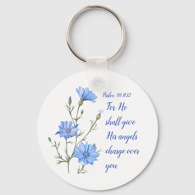 Psalm 91  He Shall Give His Angels Inspirational Nyckelring (Framsida)