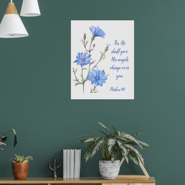 Psalm 91 He Shall Give His Angels Inspirational  Poster (Vardagsrum 1)