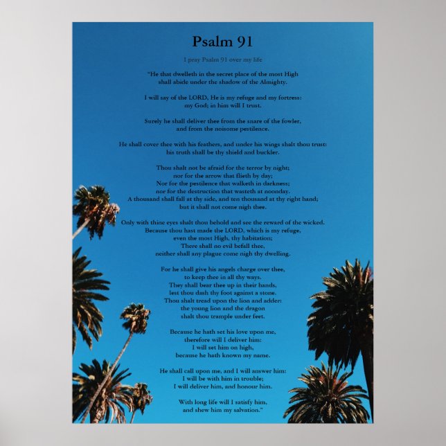 Psalm 91 Kung James Version Add Namn Christian Poster (Framsidan)