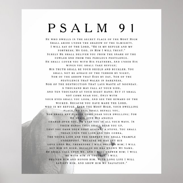 Psalm 91 Lejon Christian Bible Verse Art Poster (Framsidan)