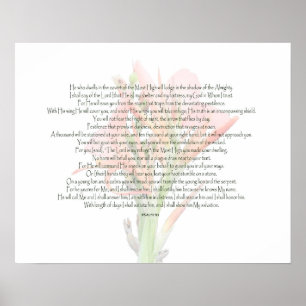 Psalm 91 Lily Flower Min Gud är vem jag litar på Poster