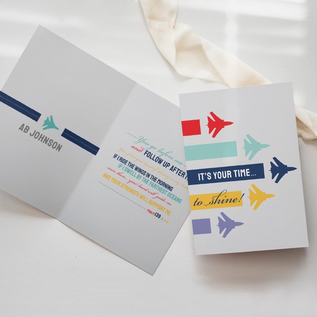 Psalm 91 Luft Force F16 Basic Training BMT Militär Kort (Air Force basic training BMT F-16 jet flight plane letter writing card Psalm 91 military Christian)