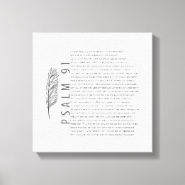 Psalm 91 Modern Svart Vitt Fjäder Bibelvers Canvastryck
