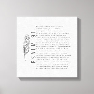 Psalm 91 Modern Svart Vitt Fjäder Bibelvers Canvastryck