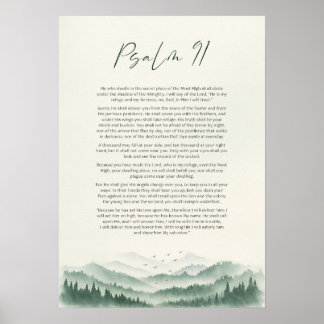 Psalm 91 Mountain-Lodrät Skriv ut: Christian Scrip Poster