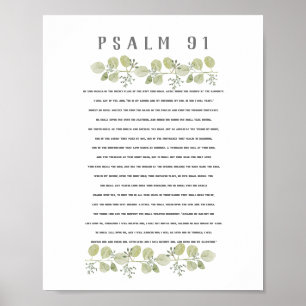 Psalm 91 Oliv grönt Eucalyptus Lövs bibelkonst Poster