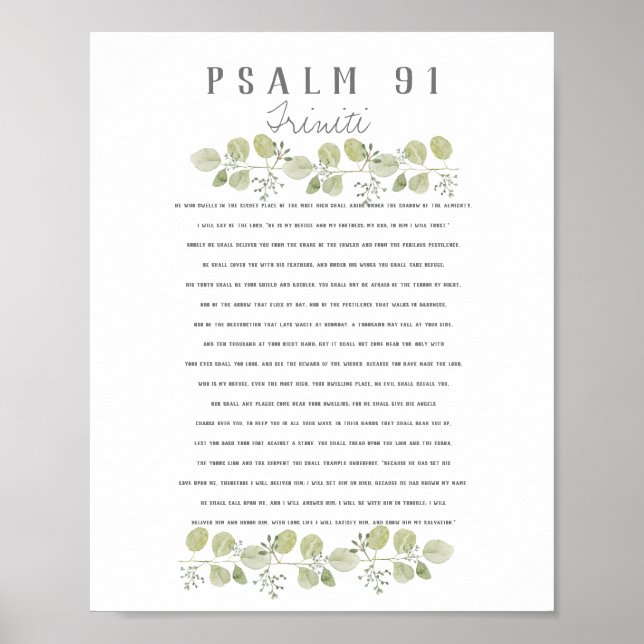 Psalm 91 Över Anpassningsbarna Eucalyptus Löv för  Poster (Framsidan)