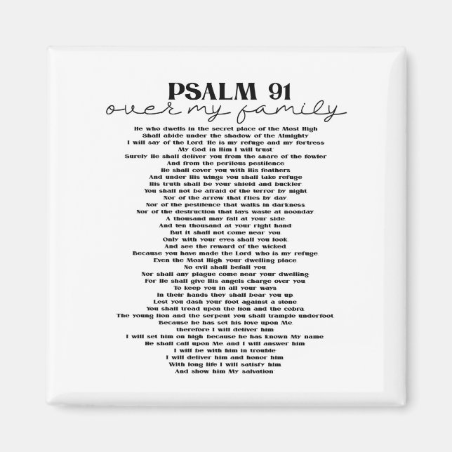 Psalm 91 över din familj magnet (Framsidan)