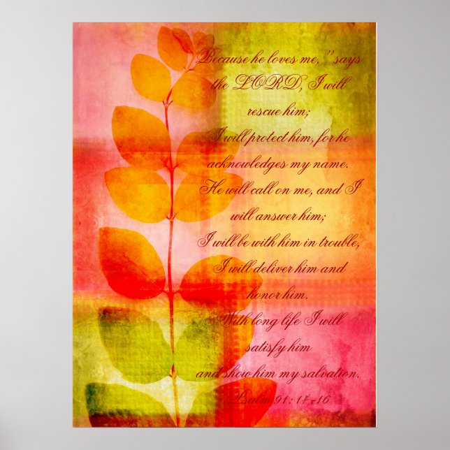 Psalm 91, poster av grunge autumnal design (Framsidan)