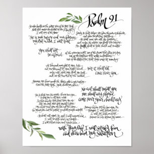Psalm 91 poster HAND LETTERED Bibelskydd