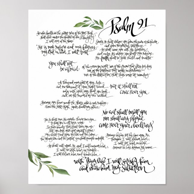 Psalm 91 poster HAND LETTERED | Bibelskydd (Framsidan)